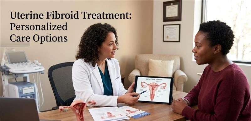 Uterine fibroid treatment illustration